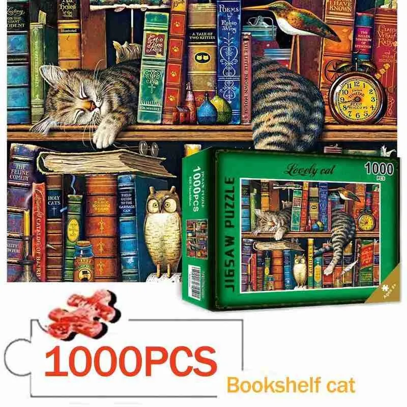 1000pcs Pisică Somnoros Puzzle Jucărie pentru Adulți, Copii de Învățare Puzzle-uri Educaționale