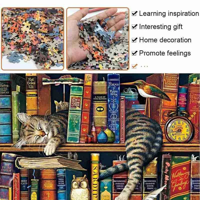 1000pcs Pisică Somnoros Puzzle Jucărie pentru Adulți, Copii de Învățare Puzzle-uri Educaționale