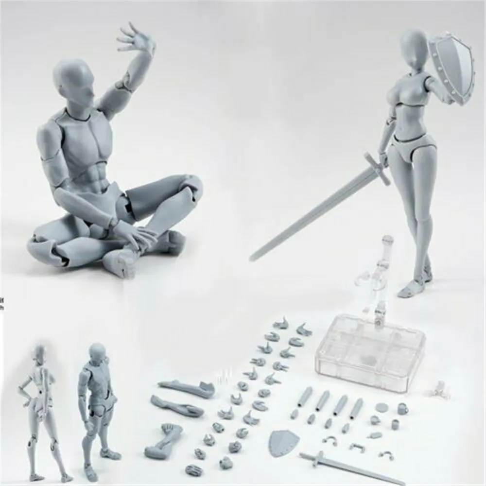 2.0 de sex Masculin/de sex Feminin Corpul Kun Papusa PVC Corp-Chan DX Joc de Acțiune Art Figura Model de Desen pentru SHF Figurine Miniaturi Gri Set de Jucărie