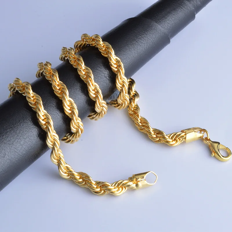 6mm 20inchs Aur Galben Culoare Lanț de Frânghie Coliere Femei Cravată Colier Barbati Bijuterii Bijoux Collier Collares