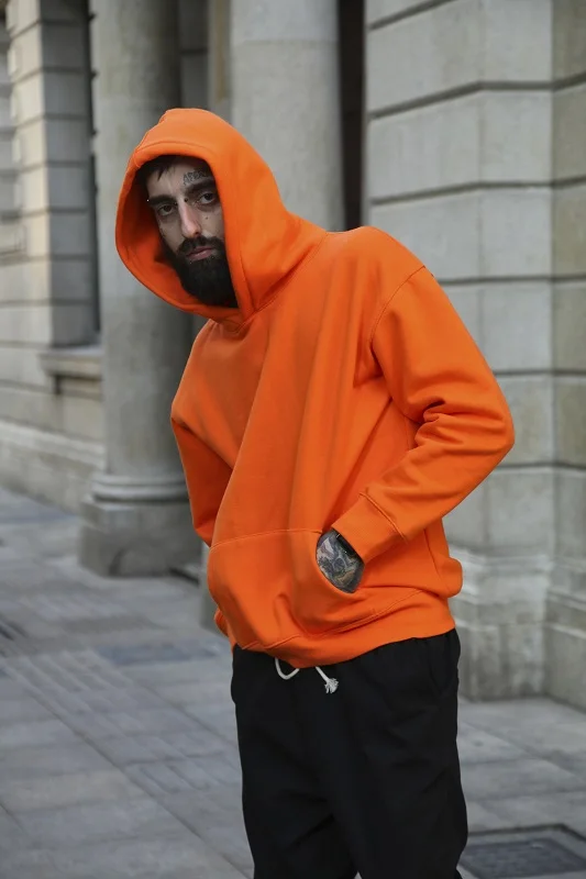Noul hanorac de Foarte buna calitate frumos hip hop tricou barbati hanorace barbati iarna CALD hanorac cu glugă swag solidă pulover portocaliu
