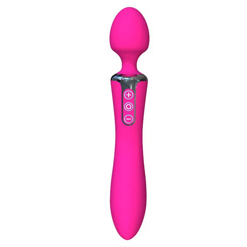 Duble Penetrari Silicon rezistent la apa USB Reîncărcabilă AV Baghetă Magică Vibrator pentru Clitoris Adult Sex Produsele Jucării Sexuale pentru femei