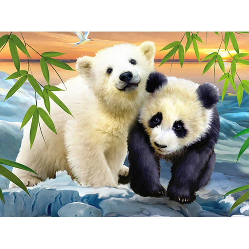 DIY 5D Diamant Pictura Lovely Panda Cross Stitch Rundă Completă de Foraj Animal Diamant Broderie cu Strasuri Cadou de Arta Decor Acasă