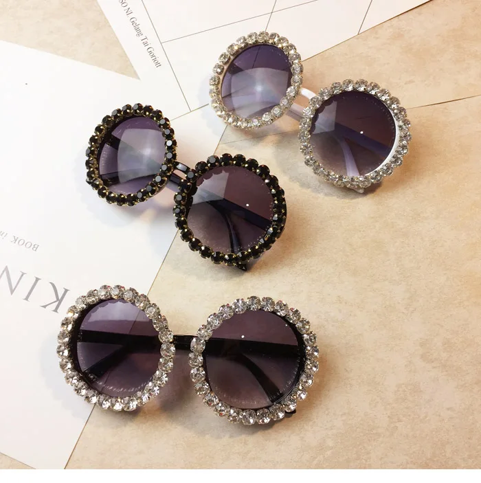 Supradimensionate Stras Rotund ochelari de Soare Femei Diamant Strălucitor Ochelari de Brand Designer de Moda ochelari de Soare pentru Femei Nuante Gafas UV400