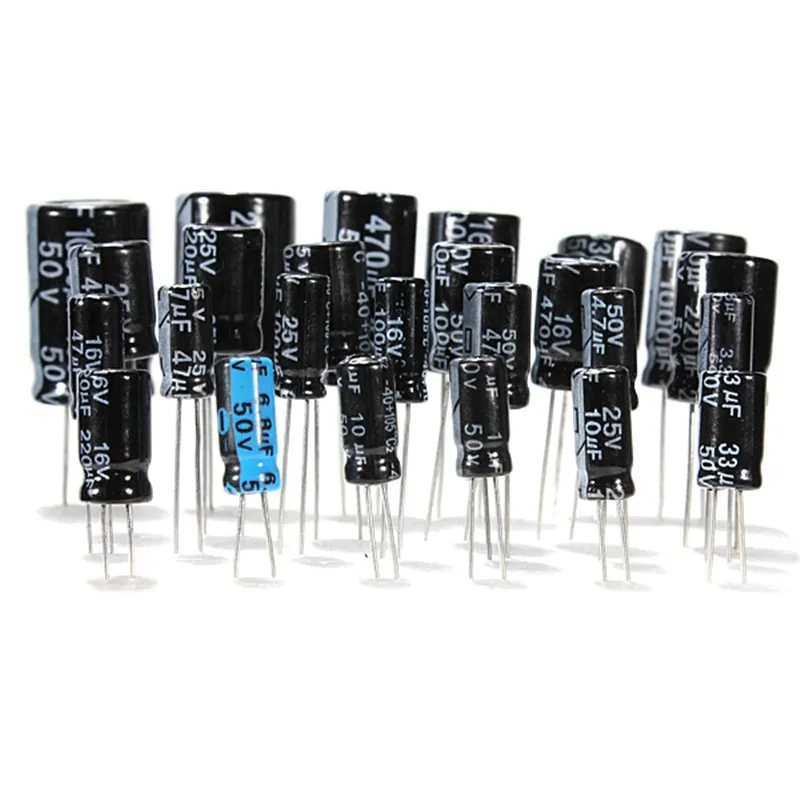 125pcs 1uF-2200uF 25V/50V 25Valuesx5Pcs Condensatori Electrolitici Sortiment Kit Set Asortate