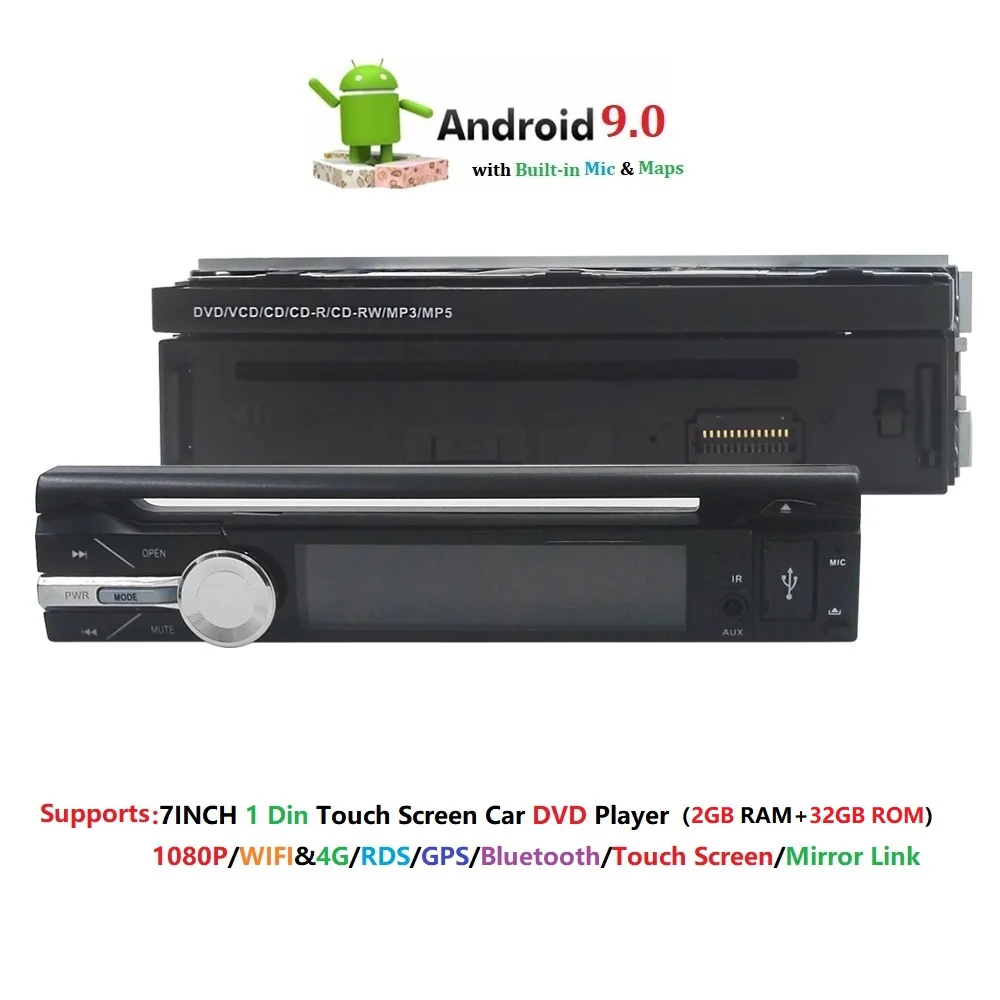 2GRAMauto audio Stereo CarRadio de Navigare GPS Bluetooth 1DIN HD 7inch Retractabil Touch Screen Monitor Auto MP4 SD, FM, USB player