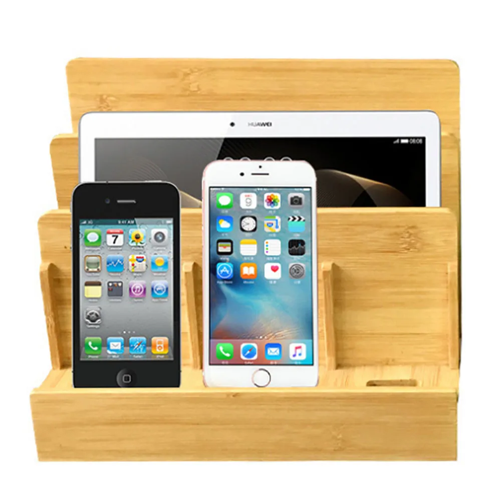 Multi-Funcție Naturale de Bambus, Lemn Stație de Încărcare de Încărcare de Andocare Leagăn de suport Suport cutie de Depozitare Pentru iPhone 5 6S 7 Plus iPad MAC