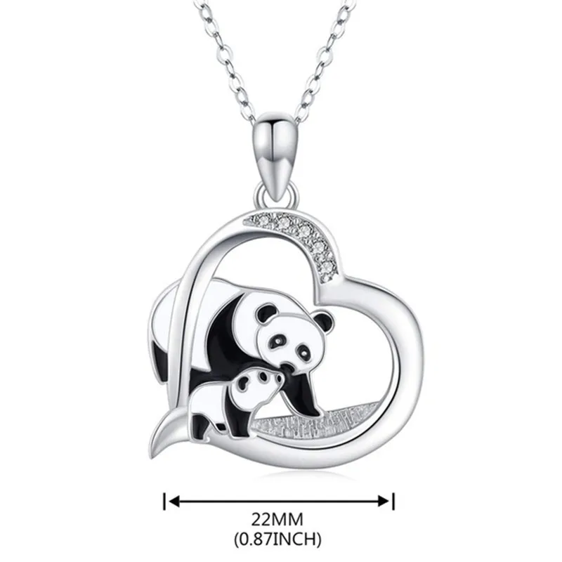Moda Dragoste Inima Panda Pandantiv Colier Pentru Femei de sex Feminin Cadou Lanț Lung de Animale Colier de Cristal Bijuterii Guler Mujer D5Z085