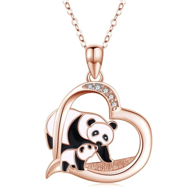 Moda Dragoste Inima Panda Pandantiv Colier Pentru Femei de sex Feminin Cadou Lanț Lung de Animale Colier de Cristal Bijuterii Guler Mujer D5Z085