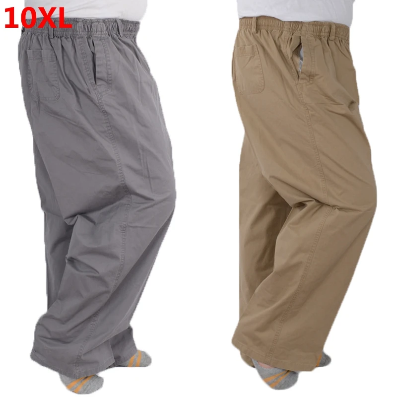 Plus dimensiune 8XL 11XL 12xl bărbați de vârstă mijlocie de vară subțire banda elastica in talie inalta din bumbac pantaloni casual, Tata supradimensionat 9XL 8XL 7XL