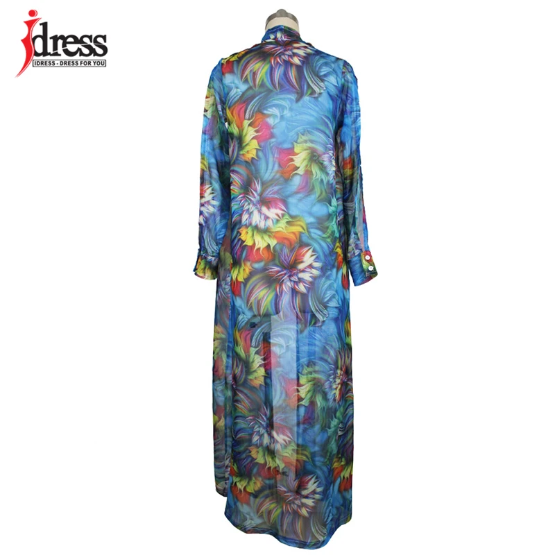 IDress Fierbinte Manta Sexy Sifon Maneca Lunga Puf Tunica De Plaja Bluza Floral Print Boho Etnice Top Women 2017 Kimono De Vară Tricouri