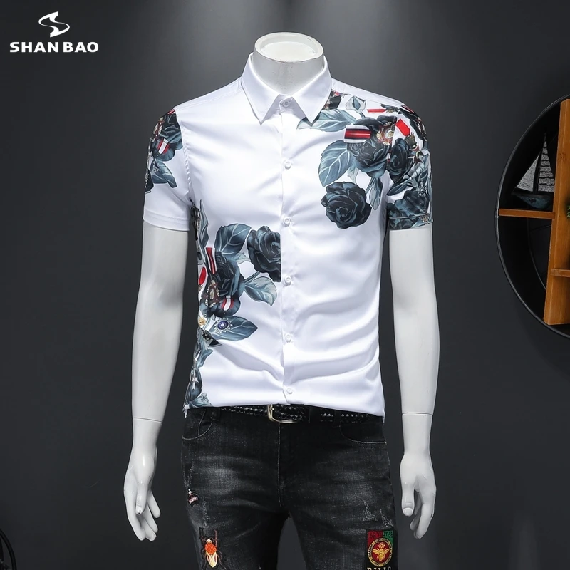 SHANBAO brand original crescut de stropi de cerneală de imprimare barbati casual cămașă cu mânecă scurtă, de vară 2020 noua moda tricou negru white19200