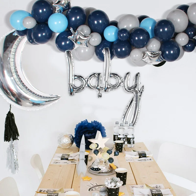 111pcs Balon Arc Ghirlanda Kit Bleumarin Alb-Argintii Confetti Baloane Latex DIY Balon Arc pentru Nuntă, zi de Naștere Copil de Dus
