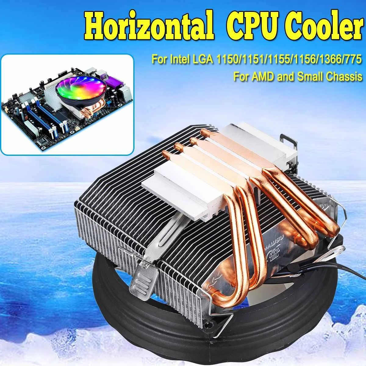 LED CPU Cooler Master 4 Cupru Pur Caldura-tevi 3Pin Sistem de Racire CPU de Răcire Ventilator Pentru Intel LGA 1150/1151/1155/1156/1366/775
