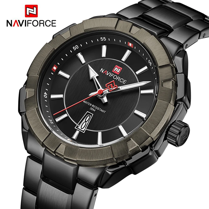 NAVIFORCE Moda Mare Față Ceasuri pentru Bărbați din Oțel Inoxidabil Militară Sport Cuarț ceas de mână de sex Masculin Impermeabil Ceas Reloj Hombre