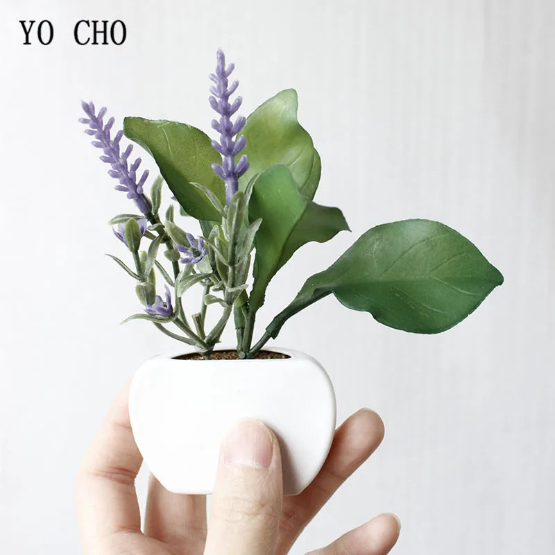 YO CHO Magneți de Frigider Artificiale Buchet de Flori Mov Plante Decor de Perete Frigider Magnetice, Autocolant Verde Plantă de Ghiveci