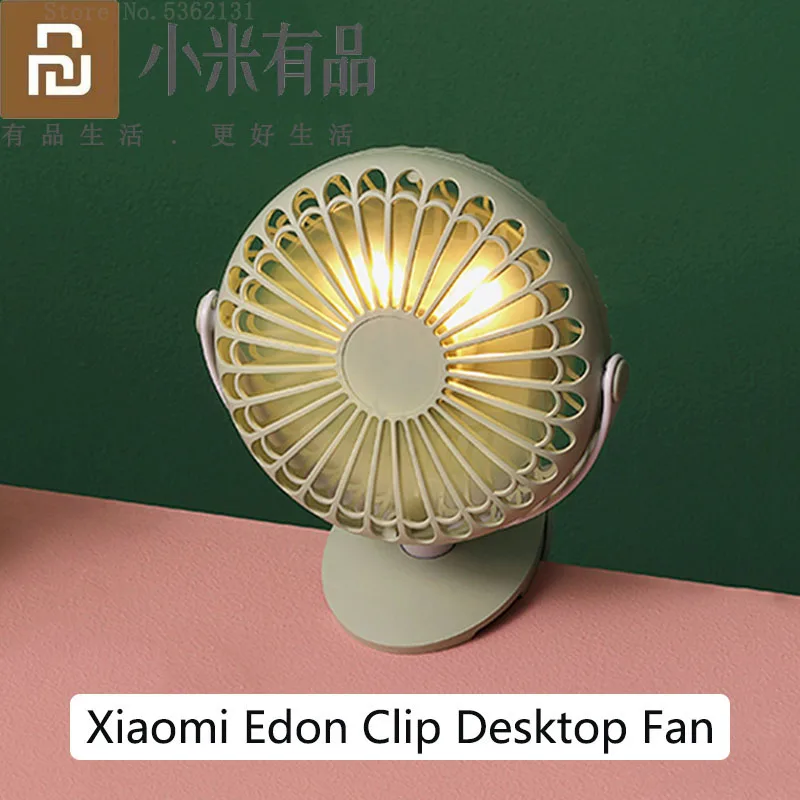 Youpin Edon Clip De Pe Desktop Mini Ventilator Reîncărcabilă Portabil Mic Ventilator Cu Lampa De 360° Unghi Reglabil Pentru Camping Birou De Turism