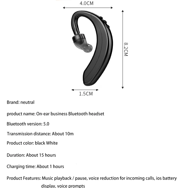 LIGE Noua Cască Bluetooth de Ureche-Cârlig de Reducere a Zgomotului set cu Cască de Afaceri-Sport Single-Ureche Căști fără Fir cu Microfon