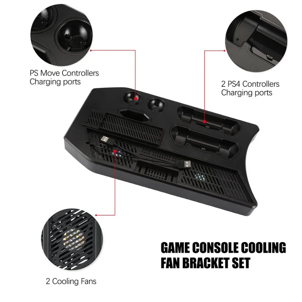 KJH Incarcator Controller Stand Vertical Gamepad Doc de Încărcare Consolă Cooler pentru PS Move pentru PS4 Slim pentru PS4 Pro pentru PSVR/PSVR2