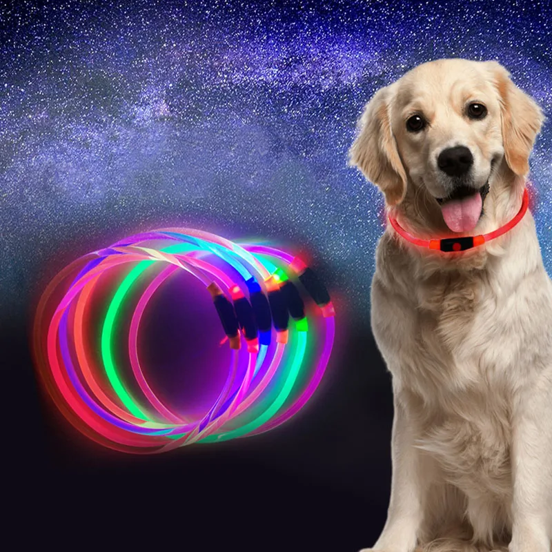 Nou animal de Companie guler pentru animale de Companie câine PU LED Light Up Guler Reglabil Siguranță Câine Silicon Curea de Gât Pentru o Noapte de Mers pe jos