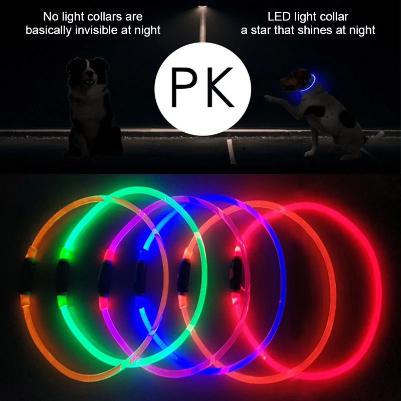 Nou animal de Companie guler pentru animale de Companie câine PU LED Light Up Guler Reglabil Siguranță Câine Silicon Curea de Gât Pentru o Noapte de Mers pe jos