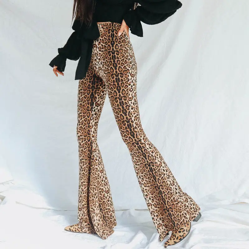 Noua Moda Femei Animal Print Leopard Pantaloni Cu Talie Înaltă Feminin Rachete De Semnalizare Pantaloni De Moda De Street Wear