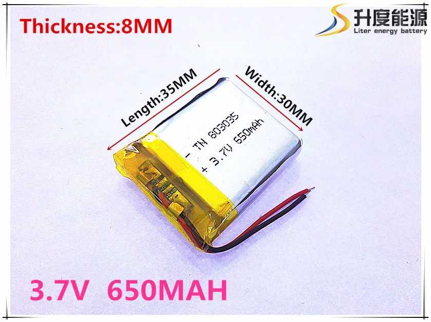 Li-po Polimer baterie de 650 mah 3.7 V 803035 smart home MP3 boxe baterie Li-ion pentru dvr,GPS,mp3,mp4,telefon mobil,vorbitor