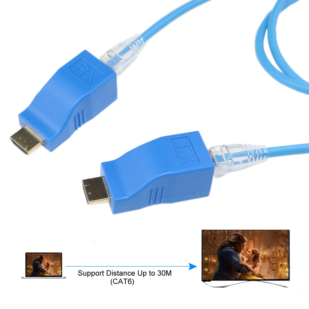 30M/98ft HDMI la RJ45 Rețea Repetor Incluse Emițător și Receptor Adaptor V1.4 RJ45 CAT5E CAT6 LAN Ethernet Converter