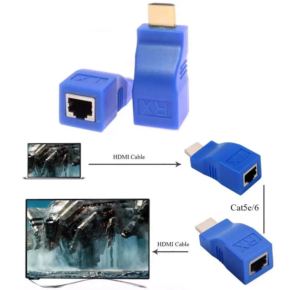 30M/98ft HDMI la RJ45 Rețea Repetor Incluse Emițător și Receptor Adaptor V1.4 RJ45 CAT5E CAT6 LAN Ethernet Converter