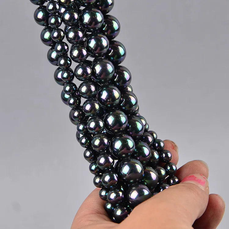 1 Fir Natural Black Pearl Margele 6 8 10 12mm Alege Dimensiunea Rotund Shell Perle Constatările Colier Pandantiv Farmece DIY Bijuterii
