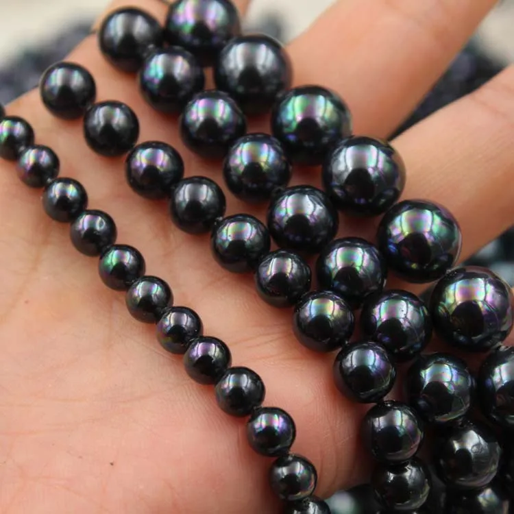 1 Fir Natural Black Pearl Margele 6 8 10 12mm Alege Dimensiunea Rotund Shell Perle Constatările Colier Pandantiv Farmece DIY Bijuterii