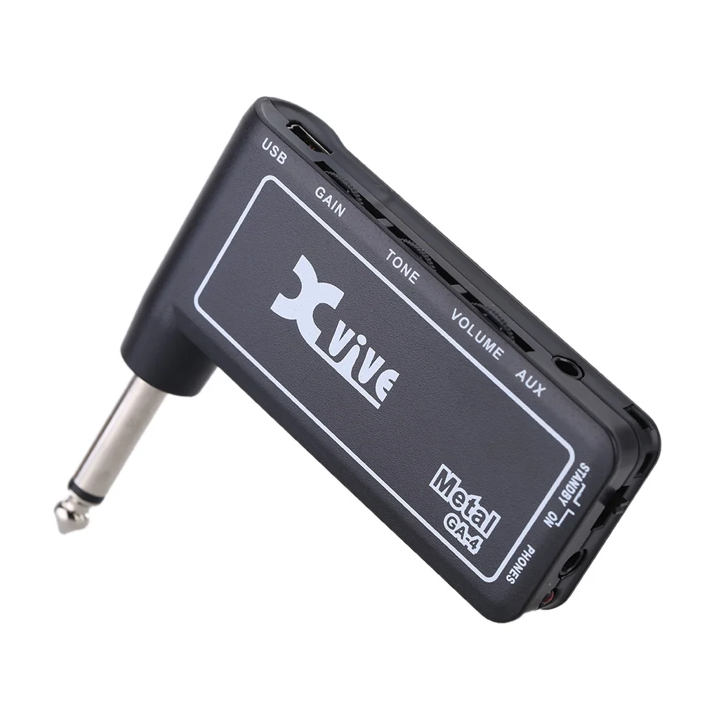 Xvive GA4 Metal Mini Portabile Reîncărcabile Chitara Electrica, Amplificator Conectați Căști Amp Amplificator de Înaltă Calitate