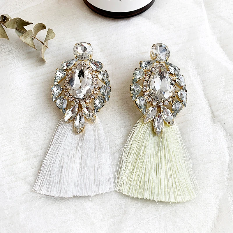 Floare Mare de Cristal, Cercei de Bijuterii clasic de Lux, de culoare Bling Cristal Ciucure lung picătură Cercei Pentru Femeile Nunta 2019