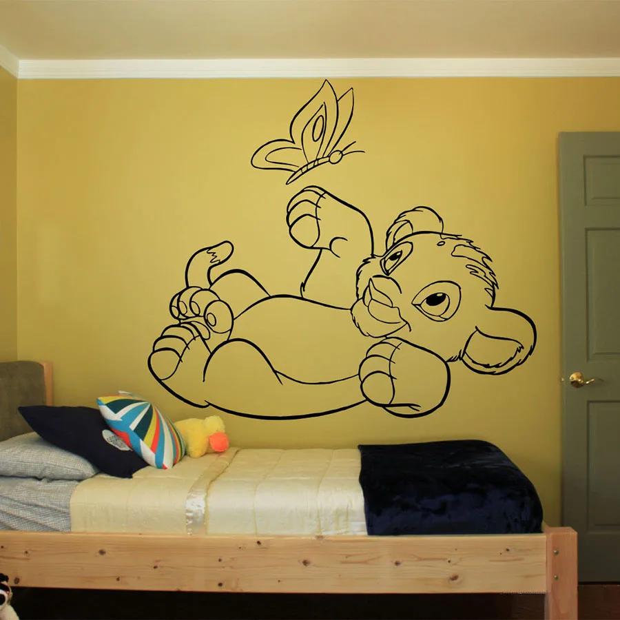 Regele Leu Perete Decal Camera Pentru Copii Pepinieră Simba, Desene Animate Vinil Autocolante De Perete Interior Perete De Arta Joc Fluture Drăguț Decor S425