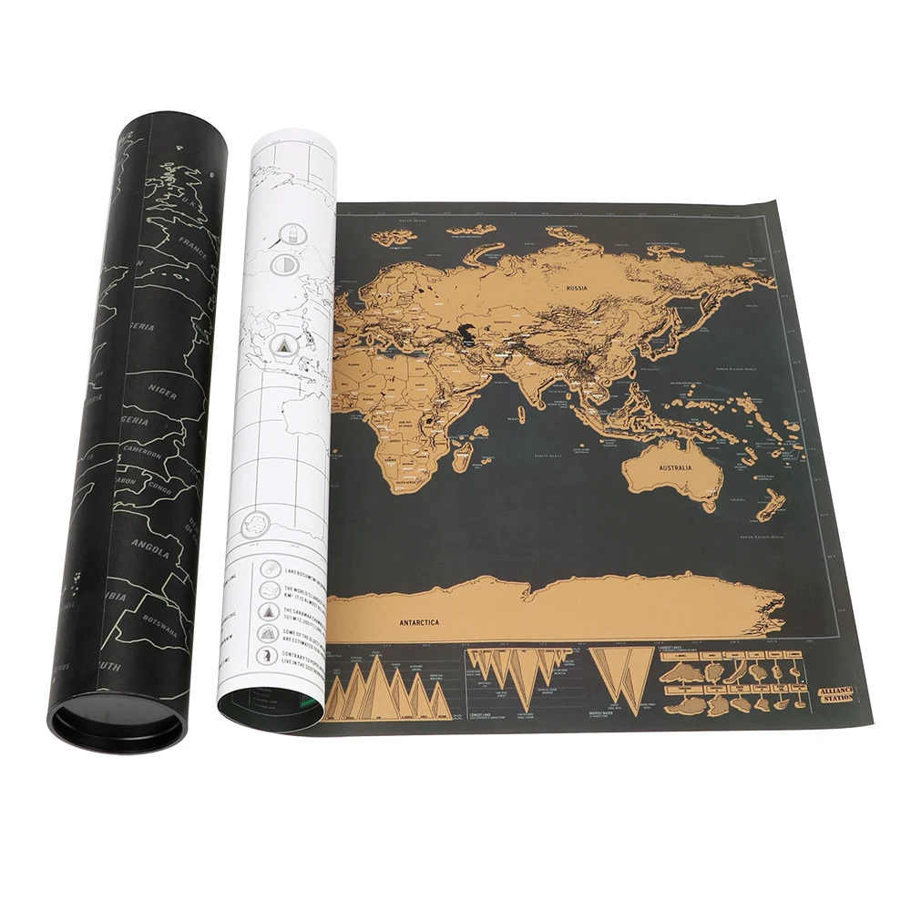 1 Bucată Personalizat Jurnalul De Călătorie Șterge Negru Hartă Poster Noi Autocolante De Perete Decor Acasă Deluxe Edition Zero Hartă A Lumii