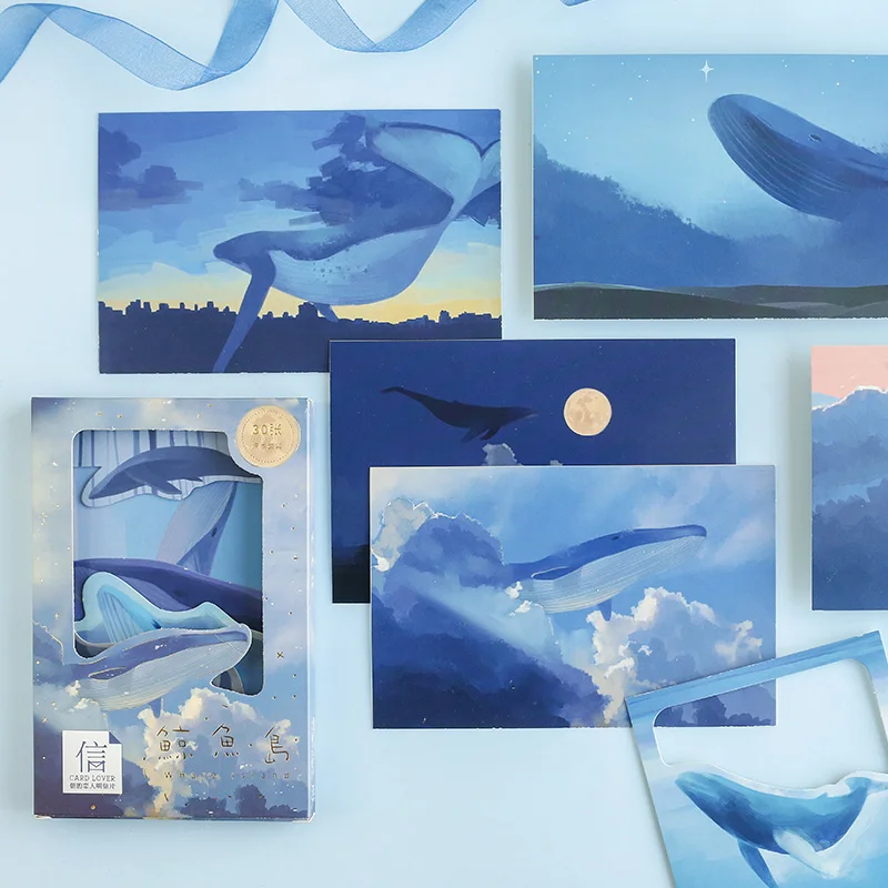 30 Buc/Set Whale Island Bronzare carte Poștală Creative Gol Felicitari DIY Jurnalul Decor de Papetărie