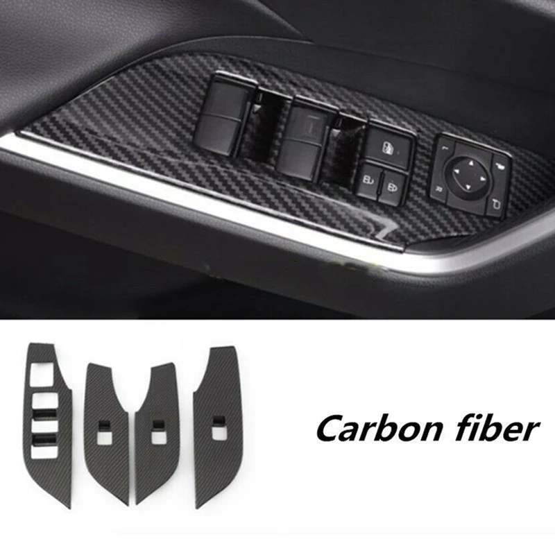 Accesorii auto din Fibra de Carbon Stil contactul de acționare a Ferestrei Panou de Acoperire Cadru Trim Autocolante pentru Toyota RAV4 2019 2020