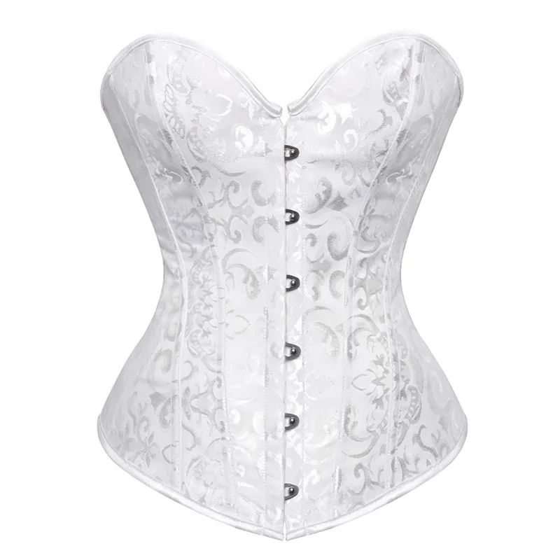 Caudatus plus dimensiune corsete și bustiers lenjerie de sus bască sexy costume ieftine corset overbust model floral cosplay alb