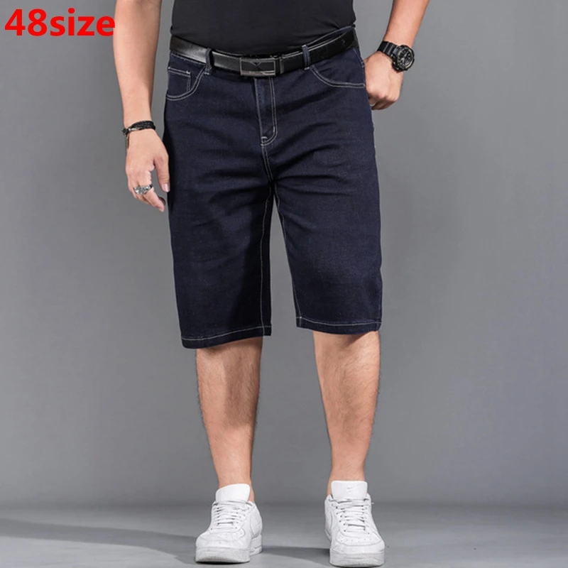 Plus dimensiune XL pantaloni scurți de dimensiuni mari secțiune subțire porțiune de vara barbati blugi negri largi de Genunchi Lungime blugi 46 48 44
