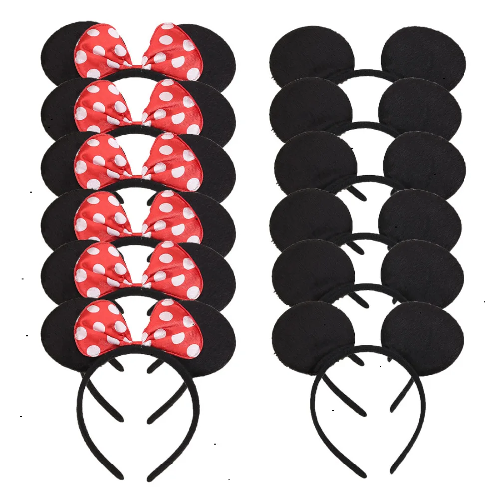 12Pcs Păr Dotari Roz cu Paiete, Arc Mouse Urechi de Susținere pentru Petrecerea de Halloween Costum de Ornament (12 Negre cu Paiete Roz)