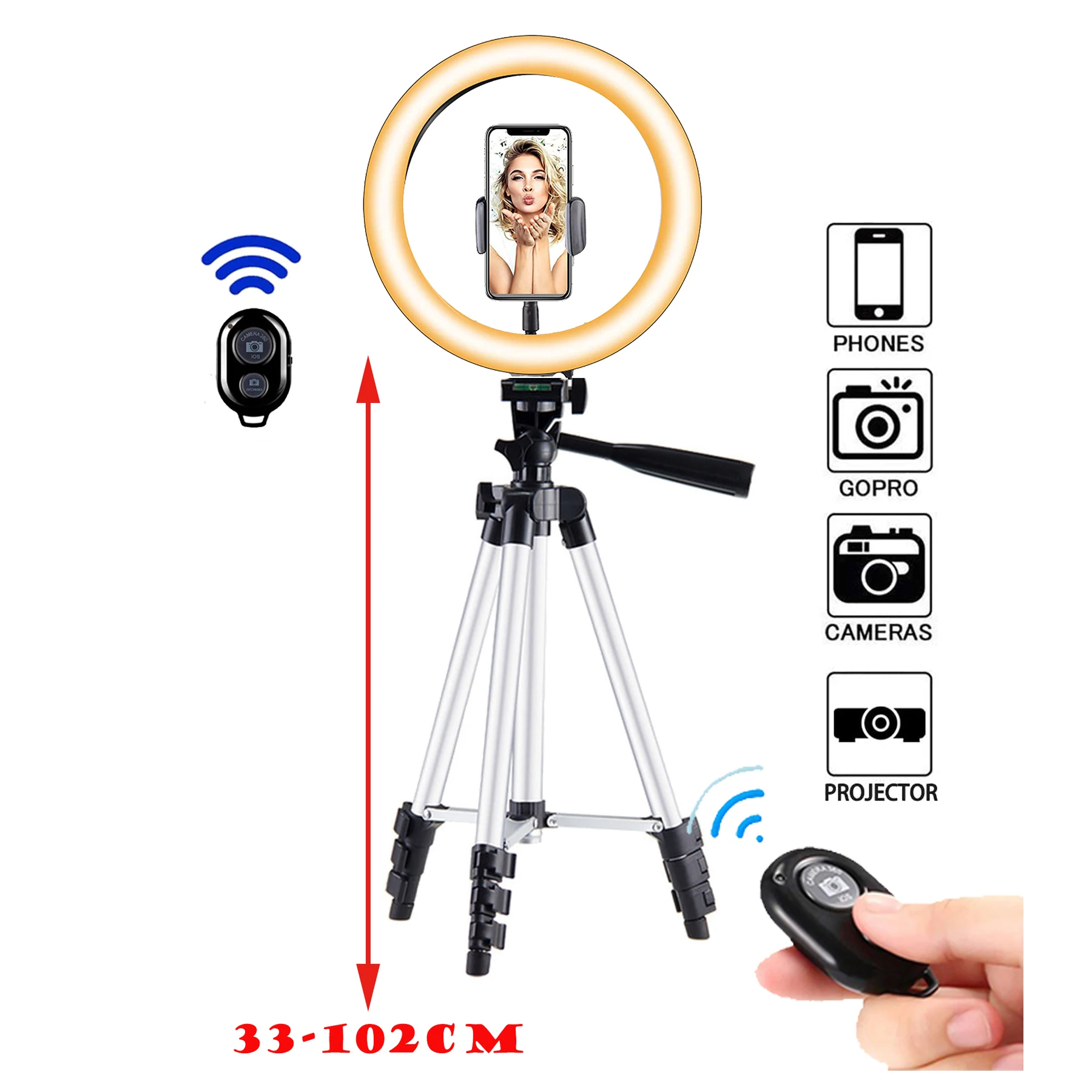 26cm Foto Ringlight Condus Selfie Lumină Inel Trepied Usor Telefon Bluetooth de la Distanță Lampă Fotografie Titularul Youtube Video DSLR