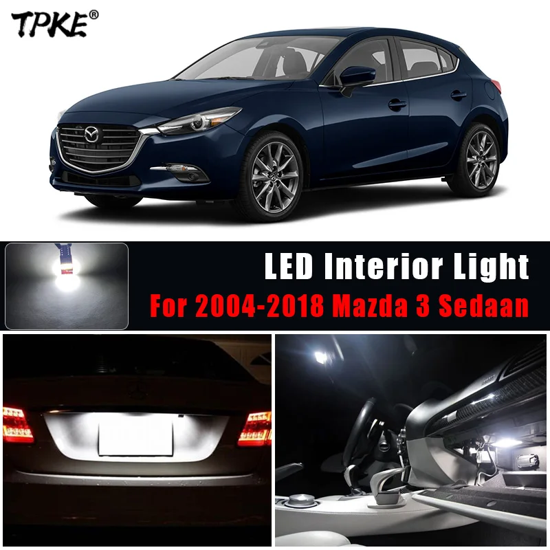 Alb Accesorii Auto Canbus fara Eroare LED-uri Lumina de Interior Pentru 2004-2018 Mazda 3 Sedaan sau Hatchback Lectură Kit de Lumina