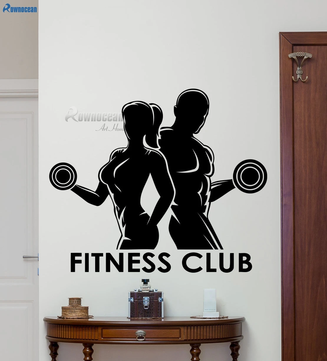 Club De Fitness Perete Decal Sport Barbat Femeie Sală De Vinil Autocolant Art Decor Acasă Murală Dormitor Living Decoratiuni Interioare E650