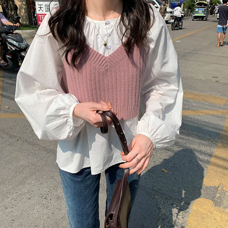 3 Culori Vintage tricou casual stil coreean Singură rânduri de nasturi maneca lunga bluze topuri de femei și bluza 2020(X1283)