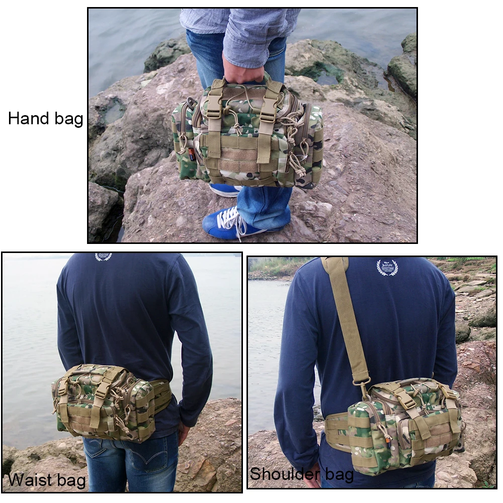 Goture Nada de Pescuit sac 900D Oxford pescuit geanta multifunctionala Camuflaj pachet de talie sac de mesager de pescuit