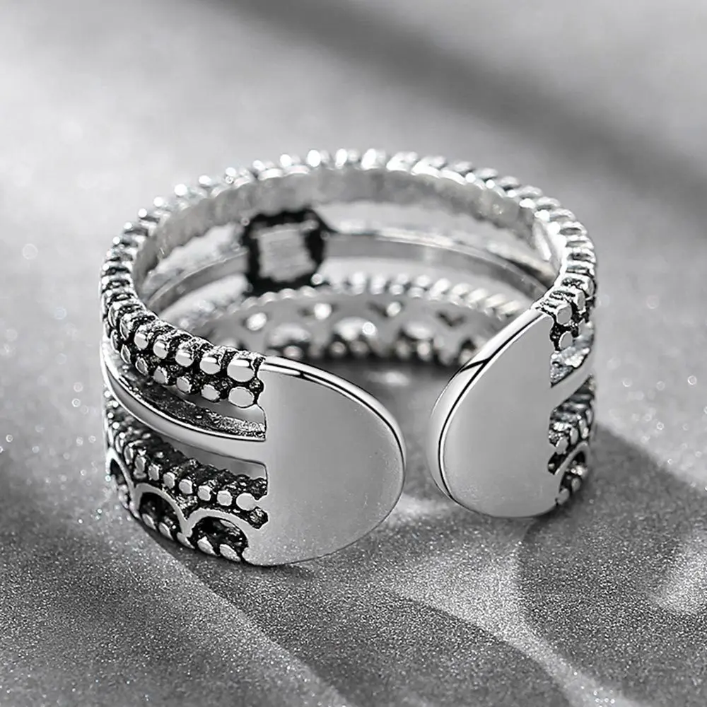 Personalitate Dublu Strat De Piatră Neagră 925 Inele De Argint Thai Ring Bijuterii Pentru Femei, Cadouri De Partid