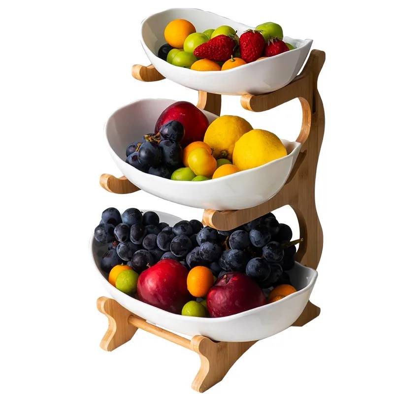 Ceramica vasul cu bomboane camera de zi acasă cu trei straturi de platou cu fructe gustare placa creative moderne fructe uscate coș cu fructe WF730250