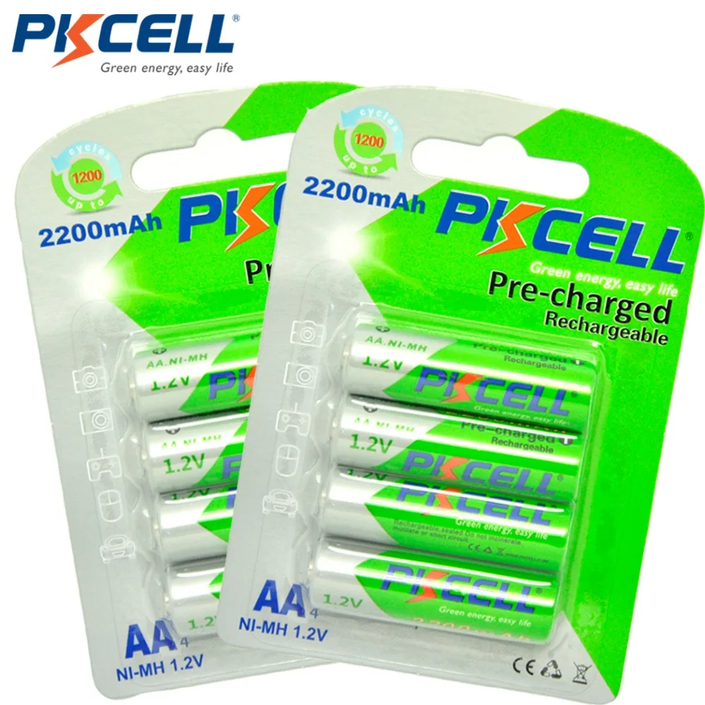 8Pcs/2card PKCELL 1.2 V AA baterie Reîncărcabilă Baterie de 2200 mah Ni-MH Low-Auto Evacuarea Baterie Baterii Baterias Bateria Pentru Camera
