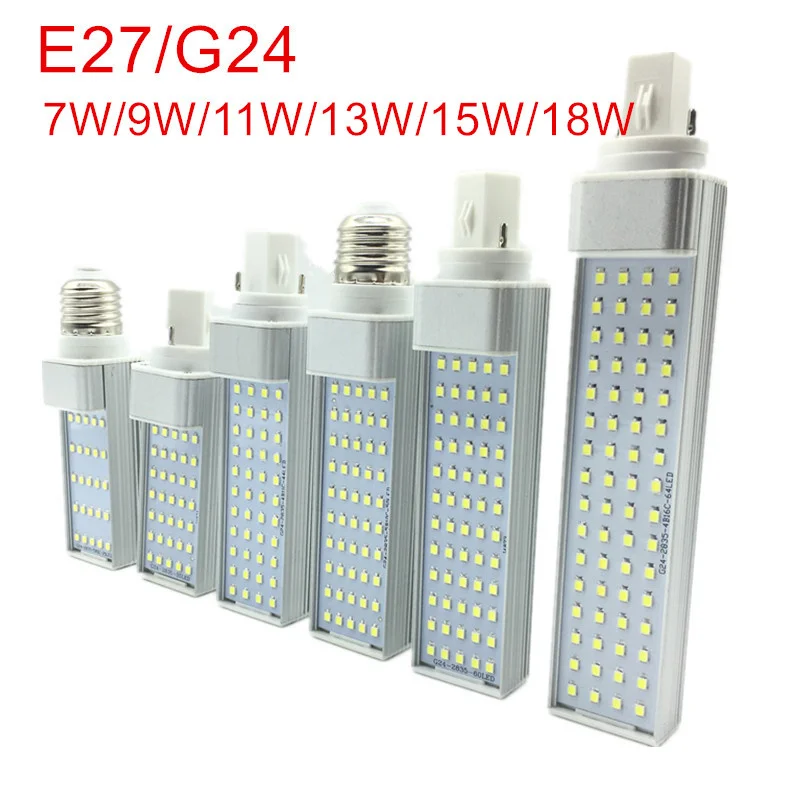 Noul sosit 7W 9W 11W 13W 15W 18W E27 G24 LED-uri de Porumb Bec Lampa SMD 2835 Reflectoarelor 180 de Grade AC85-265V Orizontală Plug Lumina