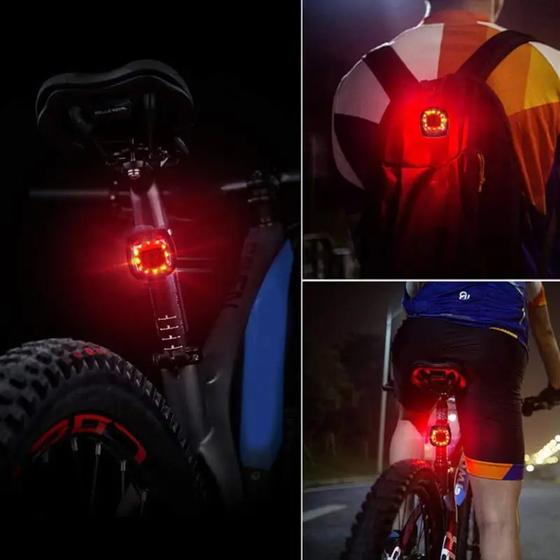 Biciclete Inteligent Coada de Lumină de Siguranță lampa USB Reîncărcabilă Impermeabil T5ED